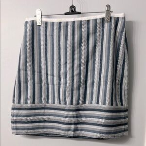 LOFT Blue and White Mini Pencil Skirt Casual